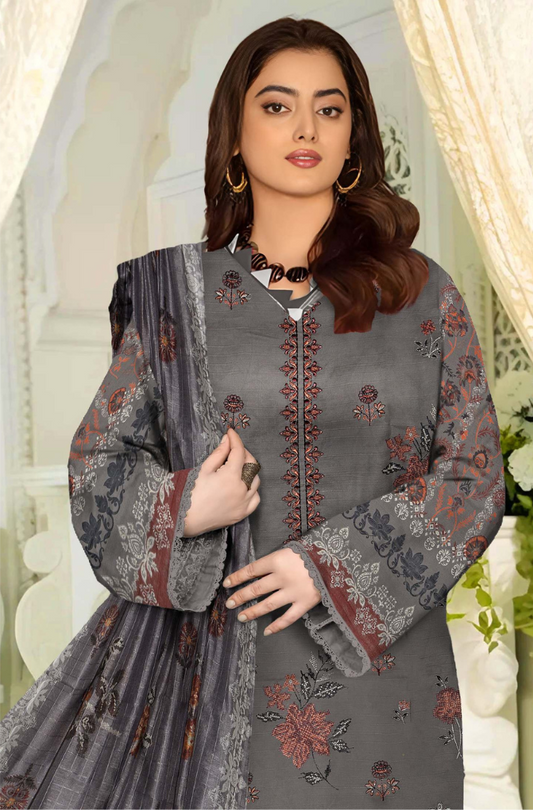 3-PC Nisha Designer Embroidered Lawn