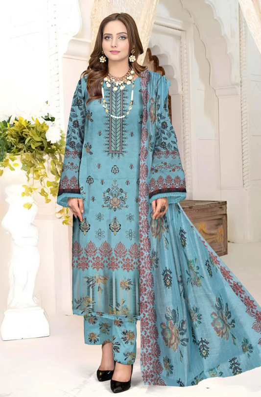 3-PC Nisha Designer Embroidered Lawn