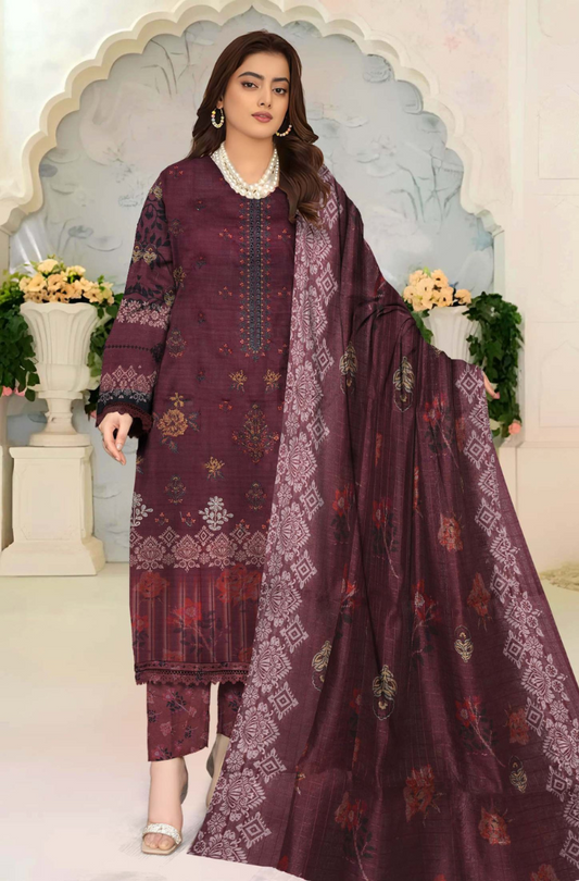 3-PC Nisha Designer Embroidered Lawn